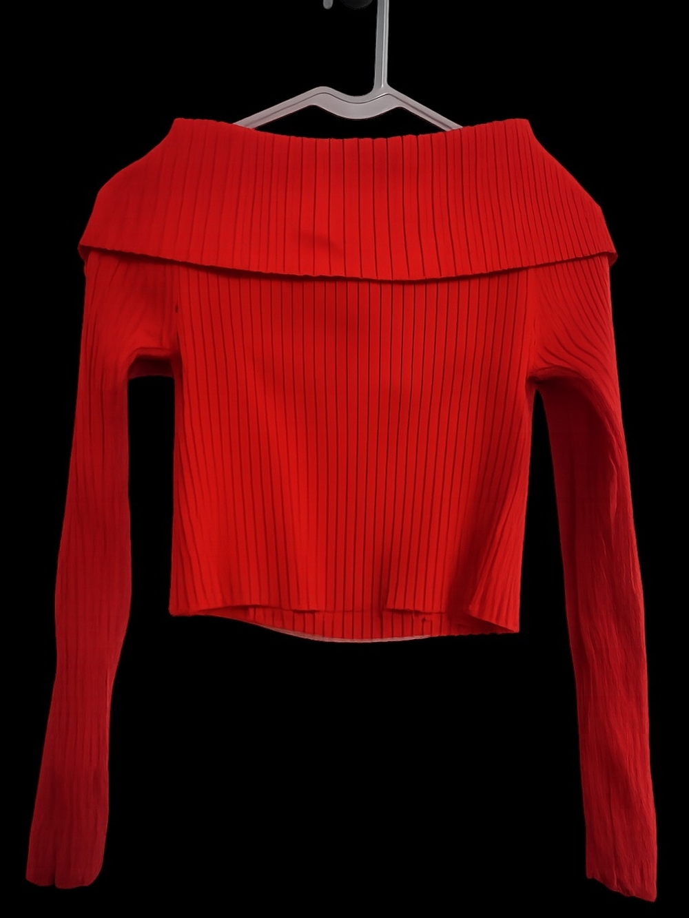 Forever 21 Ribbed Off Shoulder Crop Sweater Top Red Size L